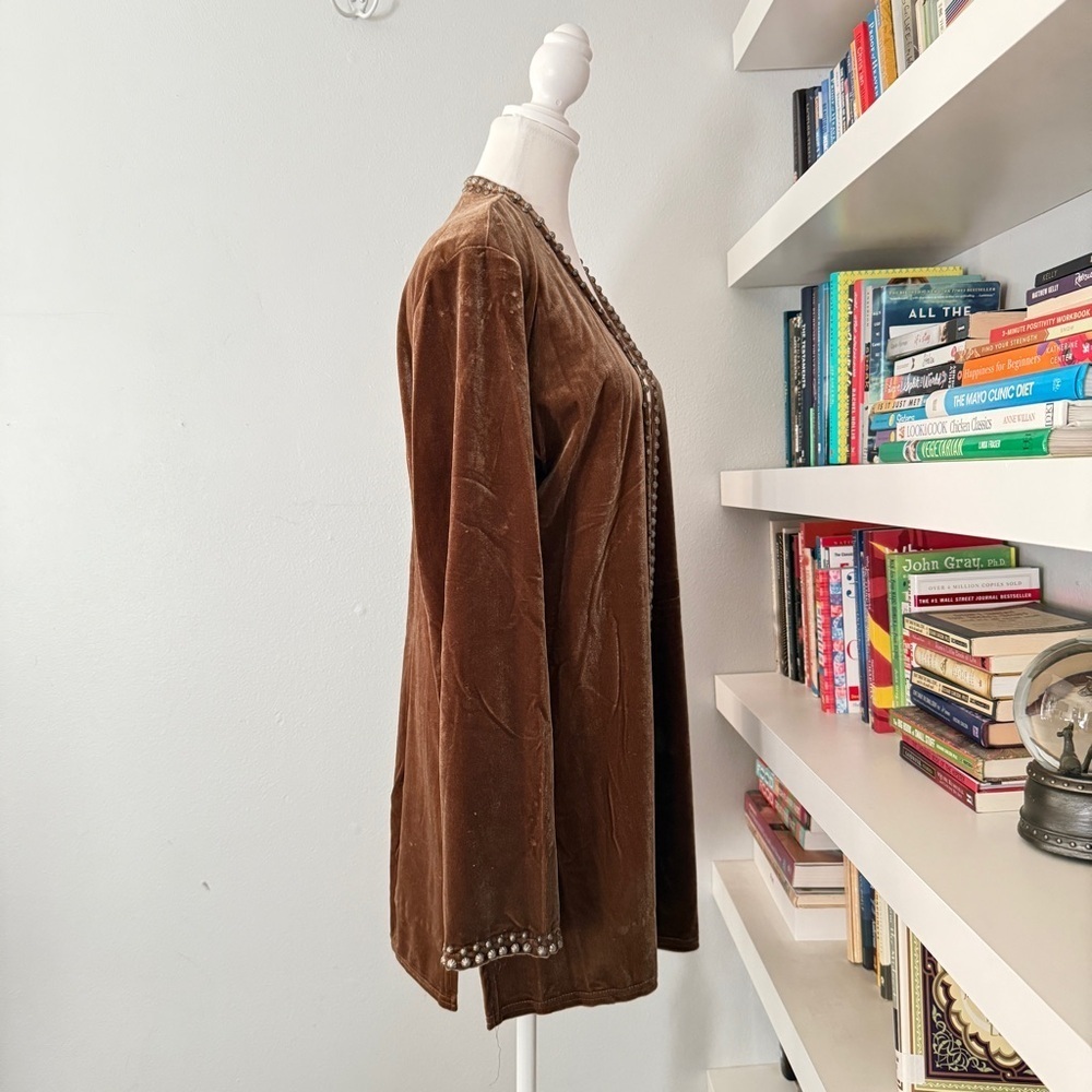 Double D Ranch Brown Brown Crushed Velvet Jacket Duster sz Large - Picture 9 of 13